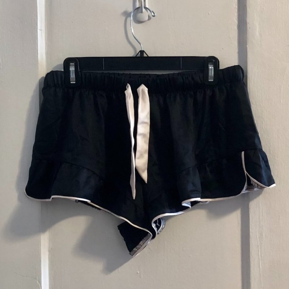 Victorias Secret Black Ruffle Sleep Short with Unique Light Pink Heart Detail